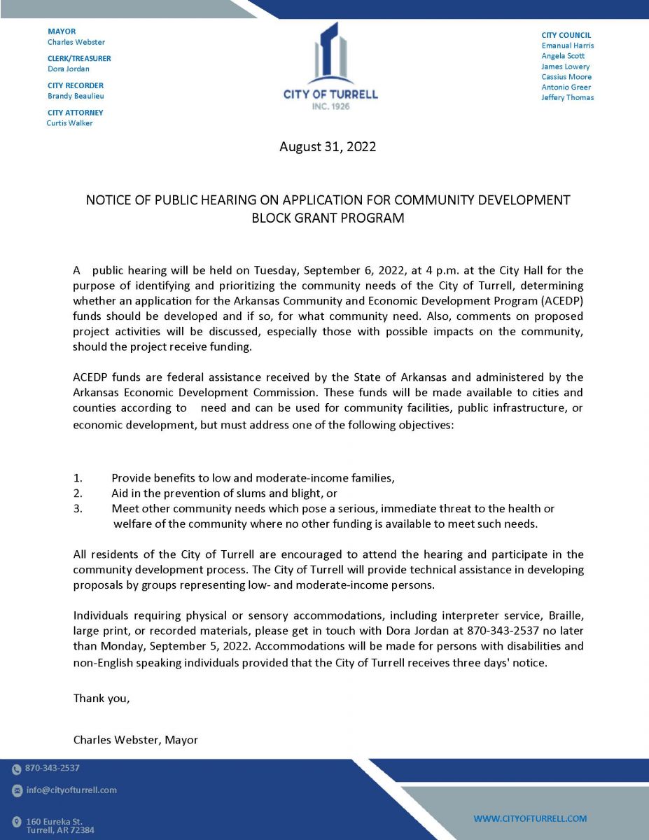 Notice of Public Hearing